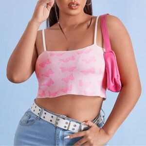 La Hearts Pink Butterfly’s Camisole Crop Top M